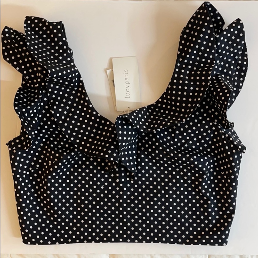 NWT Crop Top Polka Dot L - Picture 1 of 8